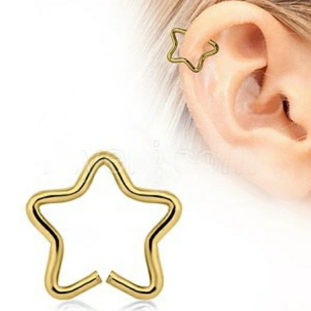 🤩 20g Star Cartilage Ring- gold tone